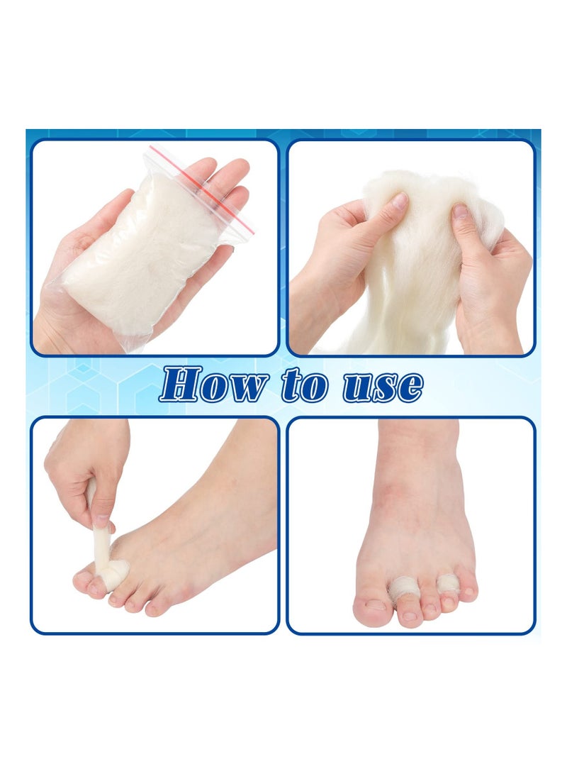 Lambs Wool for Toes Soft Feet Cushion Toe Separator Lambs Wool Corn Cushion Pads Blister Prevention Bunions Callus Remover Cushions Hammer Toe Relief for Shoes or Feet, 3/8 oz (8 Pcs) - Image 3