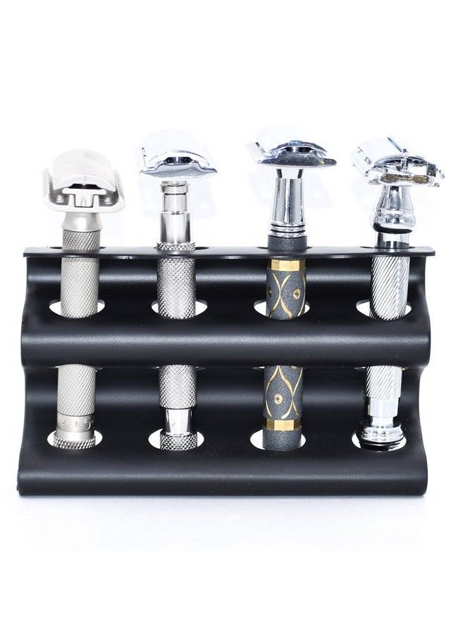 Parker Safety Razor - Double Edge Razor Stand Solid Brass With Black Finish Holds 4 Razors Parker Stand With Padded Base Excellent Storage For Long Handled Double Edge Safety Razors - Image 1