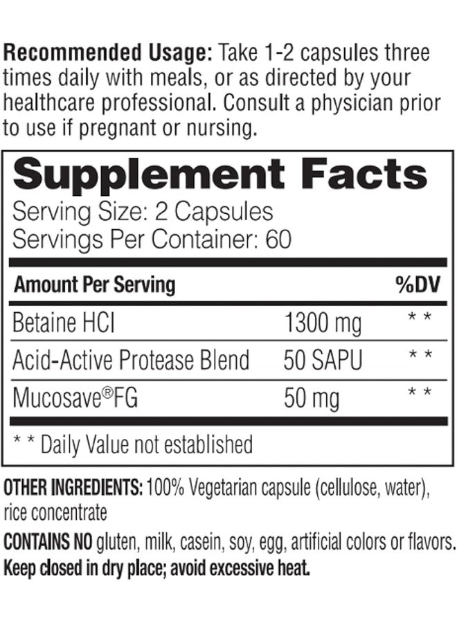 Enzymedica Fast-Acting Betaine HCl Heartburn & Indigestion Relief Formula - Image 2