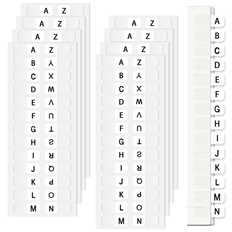Aixoom A-Z Small Alphabet Index Tabs Self-Adhesive A-Z Letter Index Tabs Transparent Permanent Alphabetical Stickers for Notebooks Dictionary Files (208) - Image 1