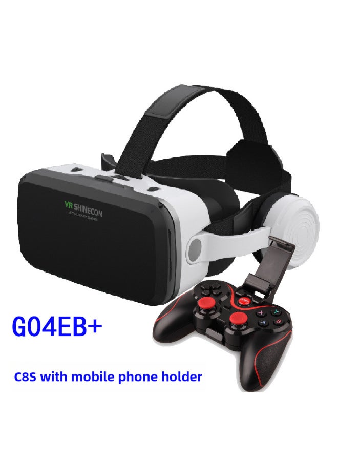 Vrshinecon Vr Glasses Phantom 6th Gen G04e Earphone Version Mobile 3d Virtual Reality Helmet Large Screen 7-Color:G04EB Plus Version C8S With Bracket - Image 1