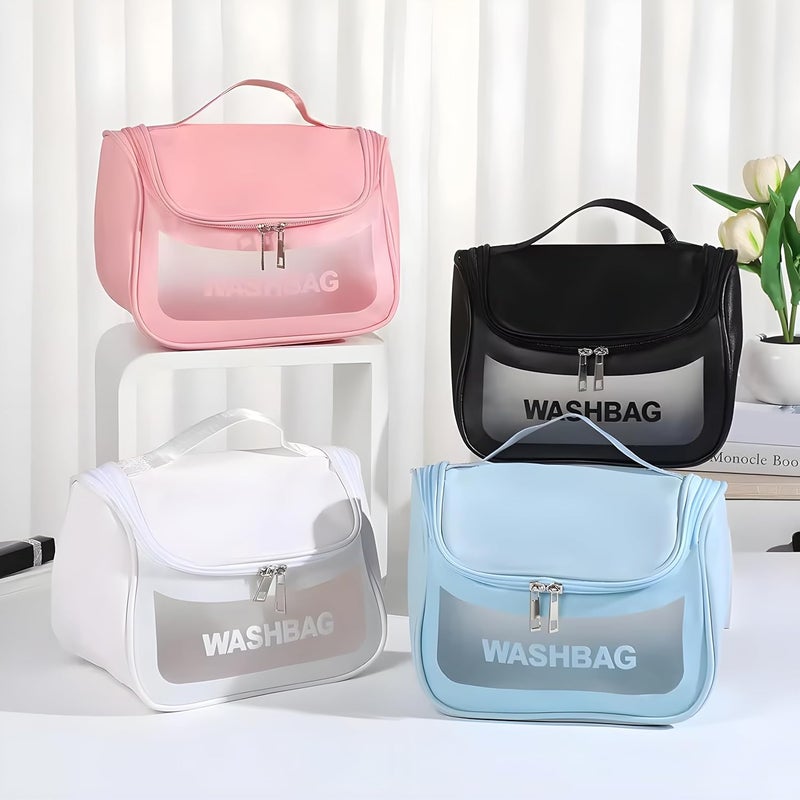 CLAPONE Makeup Organizer Pouch for Women Makeup Pouch Travel Toiletries Organizer | Cosmetic Bag for Women | Portable PU Leather Carry Case | Waterproof Bathroom & Travel Organizer (Washing Bag-Pink) - Image 4