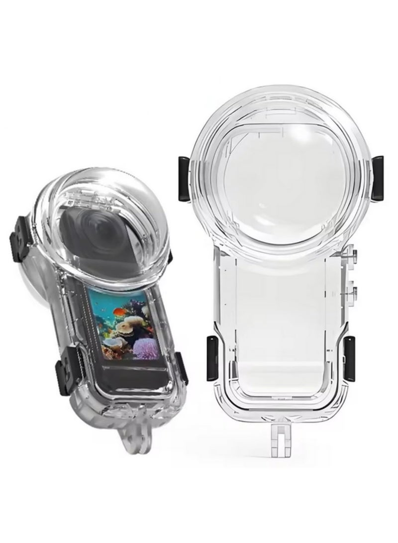 For Insta360 X5 Waterproof Diving Case 60m Underwater Housing Transparent Shell with PMMA Lens 95% Light Transmittance AR Coated 98% PC Hardened 316 Stainless Steel Buttons - Image 1