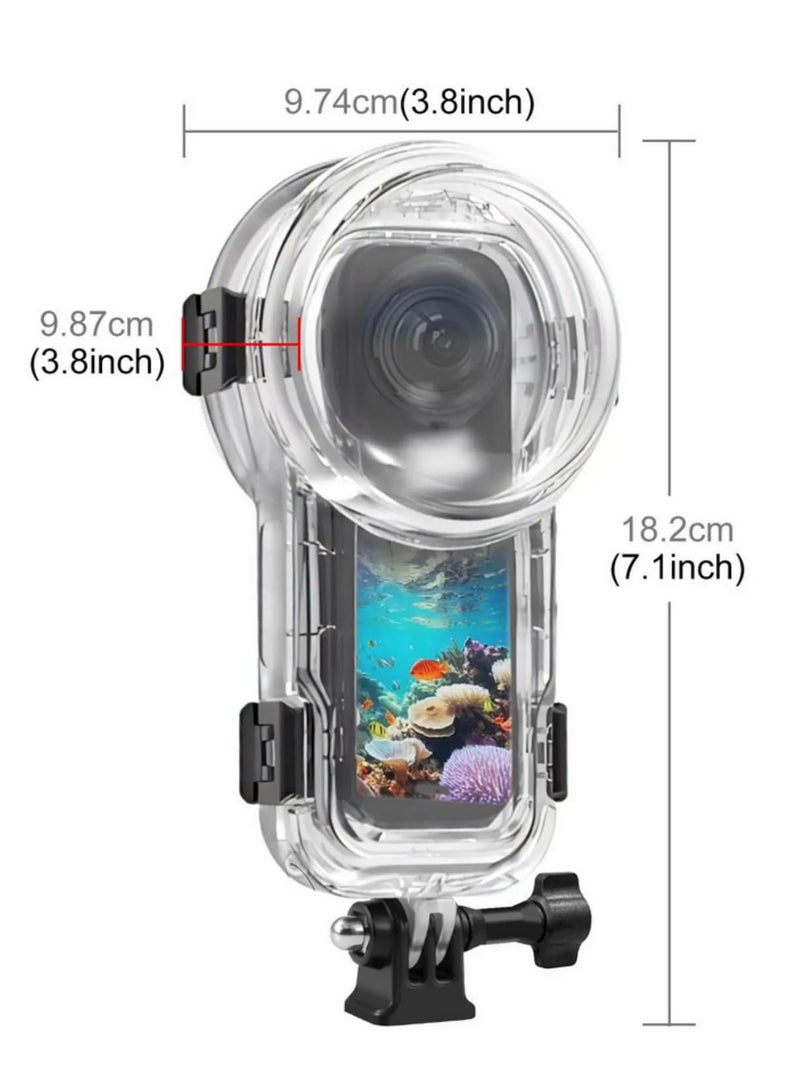 For Insta360 X5 Waterproof Diving Case 60m Underwater Housing Transparent Shell with PMMA Lens 95% Light Transmittance AR Coated 98% PC Hardened 316 Stainless Steel Buttons - Image 2