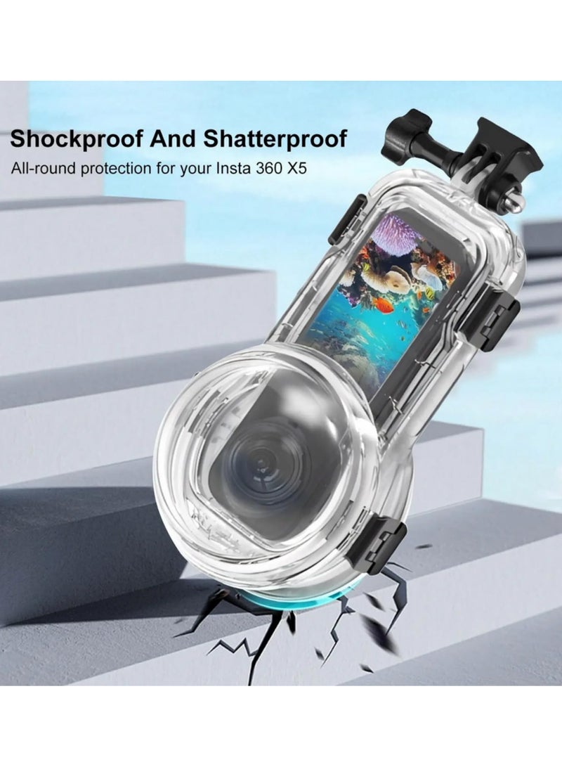 For Insta360 X5 Waterproof Diving Case 60m Underwater Housing Transparent Shell with PMMA Lens 95% Light Transmittance AR Coated 98% PC Hardened 316 Stainless Steel Buttons - Image 4