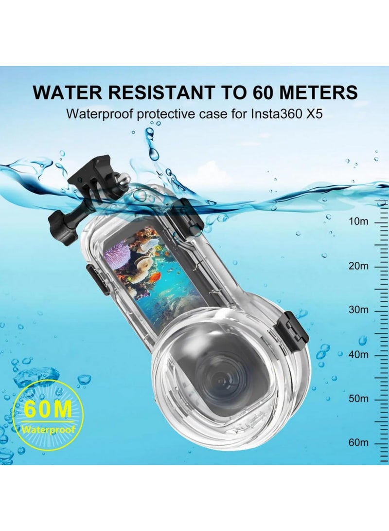 For Insta360 X5 Waterproof Diving Case 60m Underwater Housing Transparent Shell with PMMA Lens 95% Light Transmittance AR Coated 98% PC Hardened 316 Stainless Steel Buttons - Image 5