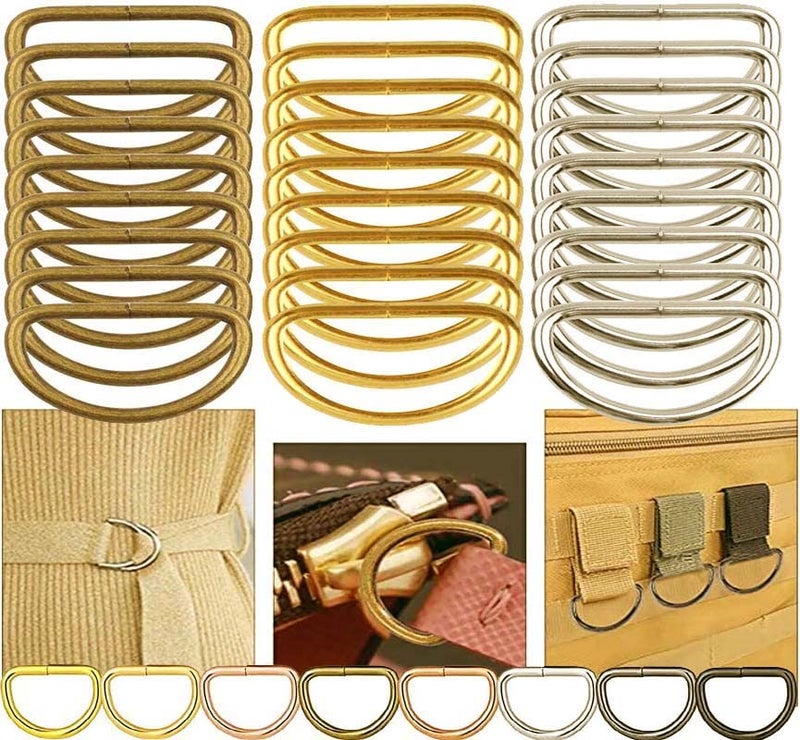DIY Crafts 20 Pcs, Bronze, Multi-Purpose Metal D Rings for Keychain Lanyard Sewing Keychains Belts Dog Leash Accessories Jewellry, Bags, Wallets an (20 Pcs, Bronze) - Image 1