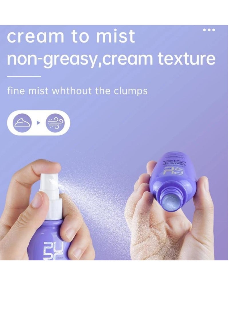 PURC بلسم شعر بخاخ بدون شطف 55 مل مع زيت جوز الهند لتقوية وإصلاح الشعر التالف وترطيب وتغذية الشعر الناعم واللامع وزيت فرد الشعر - Image 5