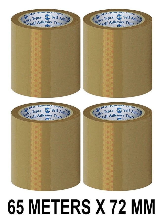 VCR Self Adhesive Brown Cello Tape - 65 Meters in Length - 72mm / 3" Width - 4 Rolls Per Pack - BOPP Industrial Packaging Tape for E-Commerce Box Packing, Office and Home use - Image 2