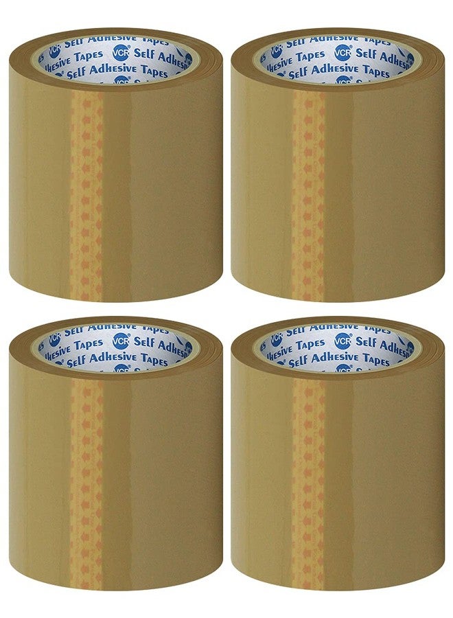 VCR Self Adhesive Brown Cello Tape - 65 Meters in Length - 72mm / 3" Width - 4 Rolls Per Pack - BOPP Industrial Packaging Tape for E-Commerce Box Packing, Office and Home use - Image 1