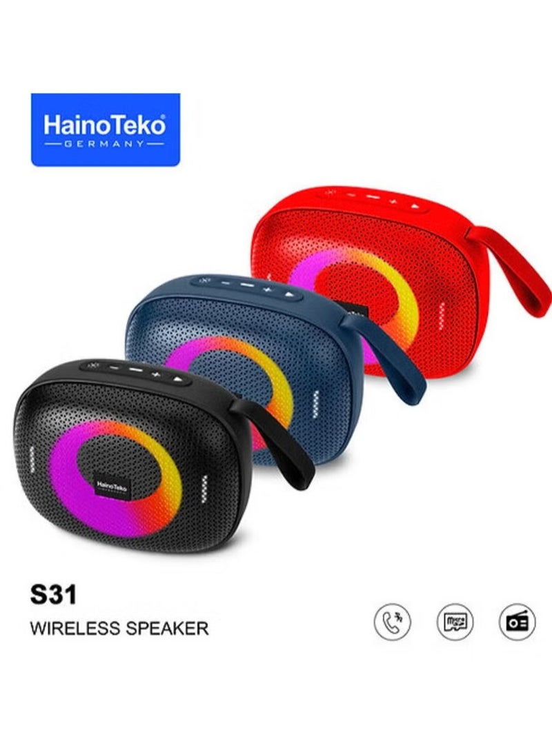 Haino Teko S31 Portable Wireless Bluetooth Speaker – High-Quality Sound, Compact & Lightweight Red Bluetooth Speaker for Music, Outdoor Events, Parties, and Home Use - Image 1