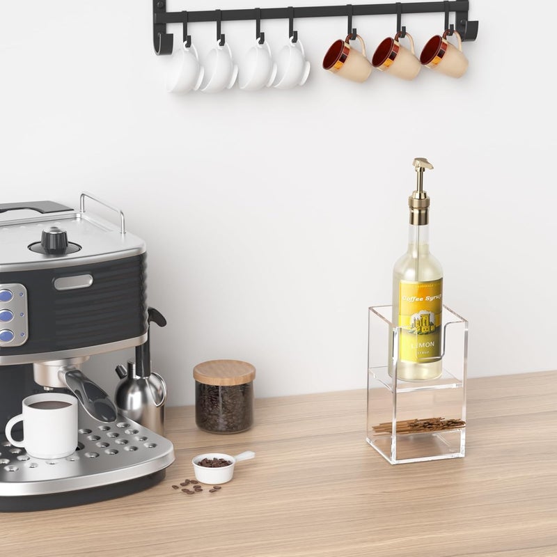 Rulyyo Store Coffee Condiment and Cup Organizer - 2-Tier Upright Cup and Lid Holder with Straw Organizer 2 Compartments Clear Acrylic Cup Dispenser for Restaurant Breakroom Coffee Station Countertop - Image 1