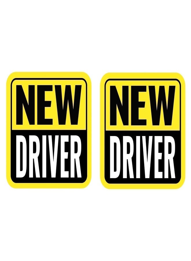 Woyinger Safe Drive Student Driver Magnet, High-Visibility New Driver Magnet for Car, Durable Automotive Exterior Accessories with Reflective Stripes, 2-Pack (Yellow/Black-New) - Image 1