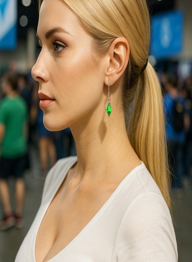 ASVP Shop Sims Plumbob Earrings - Green Gem Dangle Earrings - Image 5