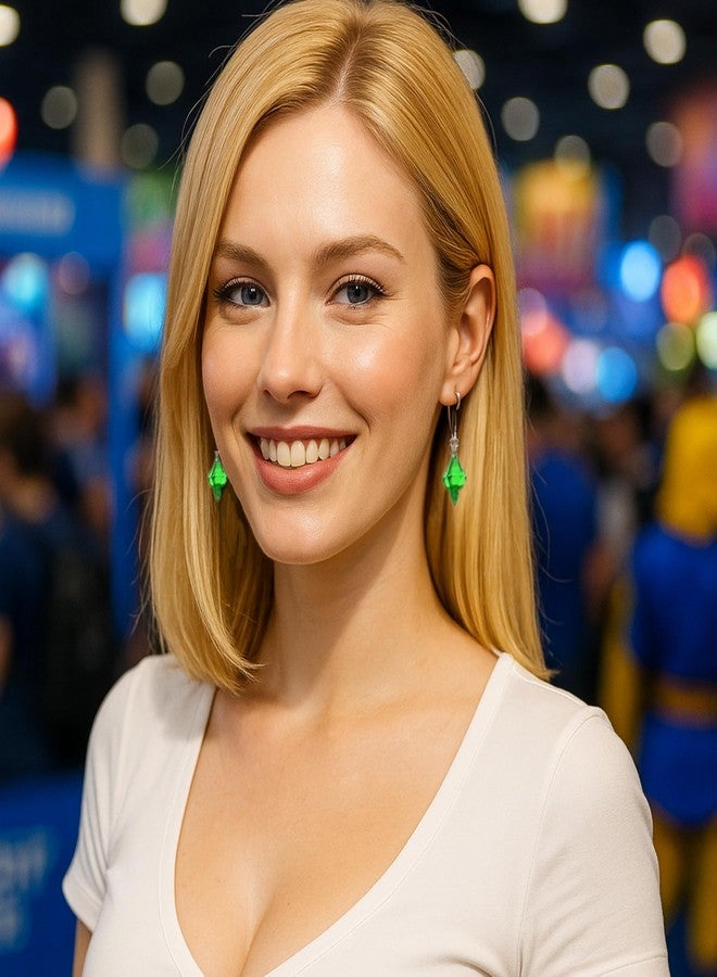 ASVP Shop Sims Plumbob Earrings - Green Gem Dangle Earrings - Image 2