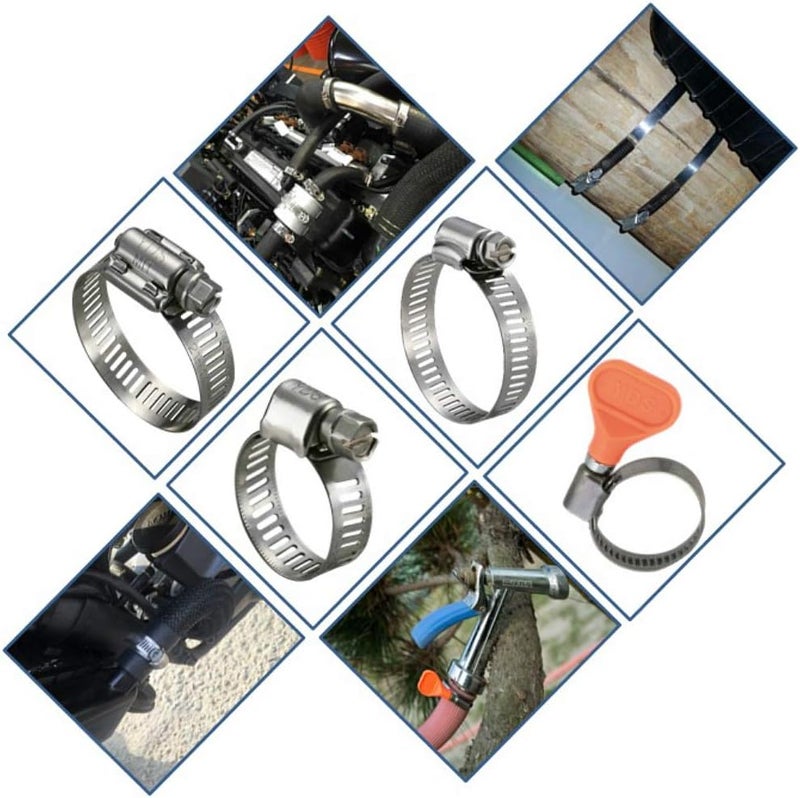 YDS Butterfly Stainless Steel W2 Hose Clamp, Turn Key, 16-25 mm (5/8" to 1") Diameter Ranger, 9 mm Bandwidth (Pack of 10) - Image 5