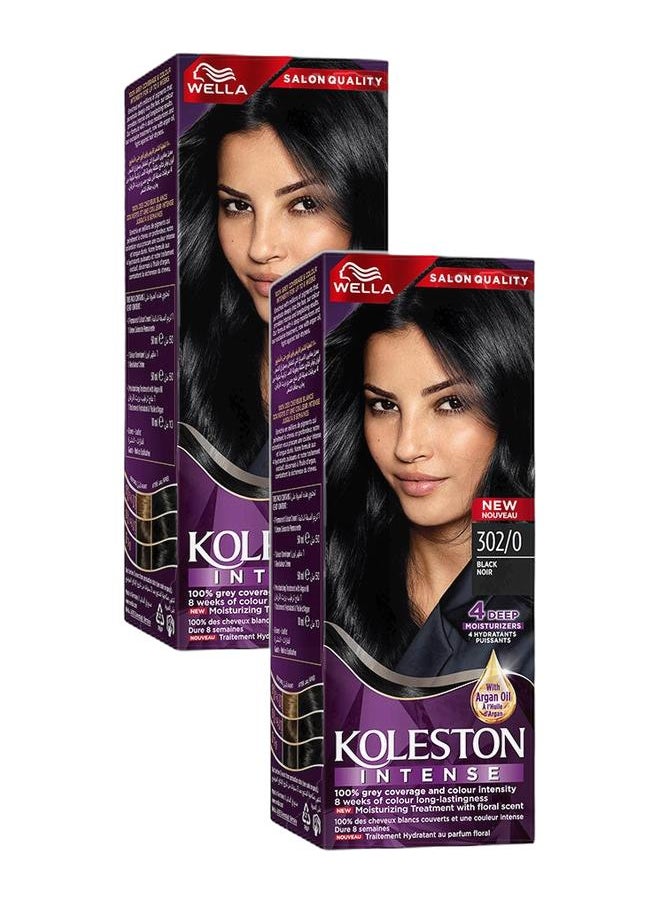 WELLA Koleston Intense Hair Color 302/0 Black – Pack of 2 | Permanent Hair Dye with 100% Grey Coverage | Long-Lasting Color & Shine | Nourishing Formula for Healthy Hair  - Image 1