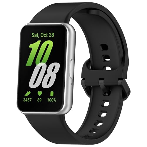 Wisely Adjustable Silicon Band Strap for Samsung Galaxy Fit 3 Straps Watch Silicone Replacement Band Bracelet, Black - Image 2