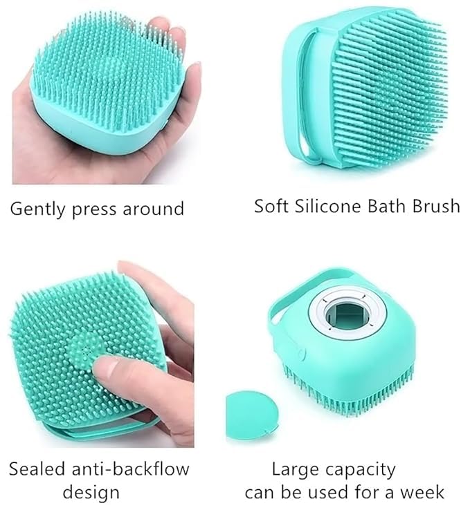AZLVERA Silicone Brush With Shower Gel Dispenser, Mud & Dirt_Removal With Soft Silicone Bristle With Non-Toxic Bath Brushes Pack Of 1 - Image 3