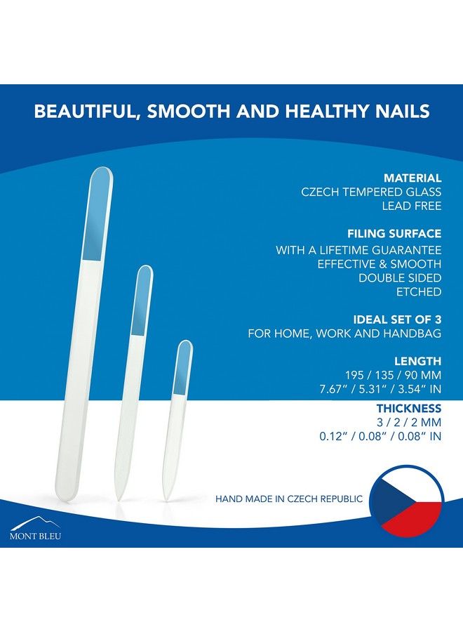 Mont Bleu Glass Nail File Mont Bleu Premium Set Of 3 Crystal Nail Files In Pouch Handmade Gifts Best Glass Nail Files For Natural Nails Washable Double Sided Nail File Etched Nail Files  - Image 5