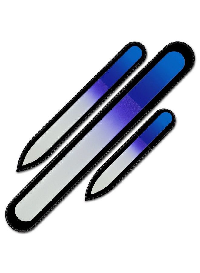 Mont Bleu Glass Nail File Mont Bleu Premium Set Of 3 Crystal Nail Files In Pouch Handmade Gifts Best Glass Nail Files For Natural Nails Washable Double Sided Nail File Etched Nail Files  - Image 2