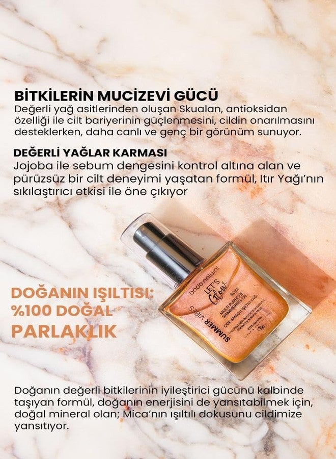 Bade Natural Rose Shimmer Multi-Use Oil – 100% Natural Plant Oils with Plant Squalane, Jojoba & Safflower, Mica Glow Finish – Moisturizer for Body 1.69 fl oz (50 ml - Image 3