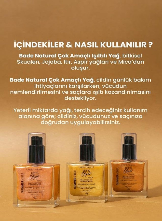 Bade Natural Rose Shimmer Multi-Use Oil – 100% Natural Plant Oils with Plant Squalane, Jojoba & Safflower, Mica Glow Finish – Moisturizer for Body 1.69 fl oz (50 ml - Image 4