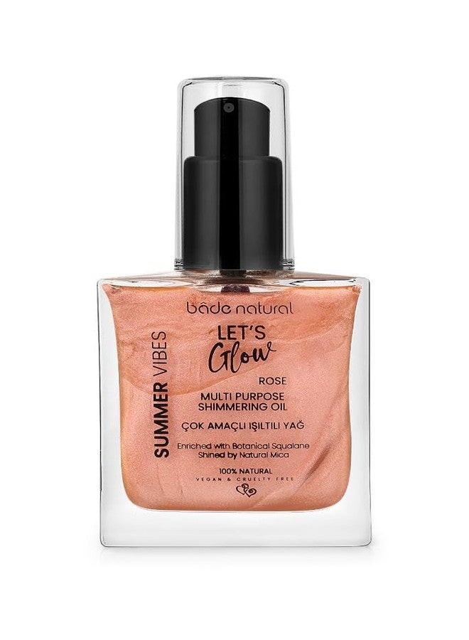 Bade Natural Rose Shimmer Multi-Use Oil – 100% Natural Plant Oils with Plant Squalane, Jojoba & Safflower, Mica Glow Finish – Moisturizer for Body 1.69 fl oz (50 ml - Image 1