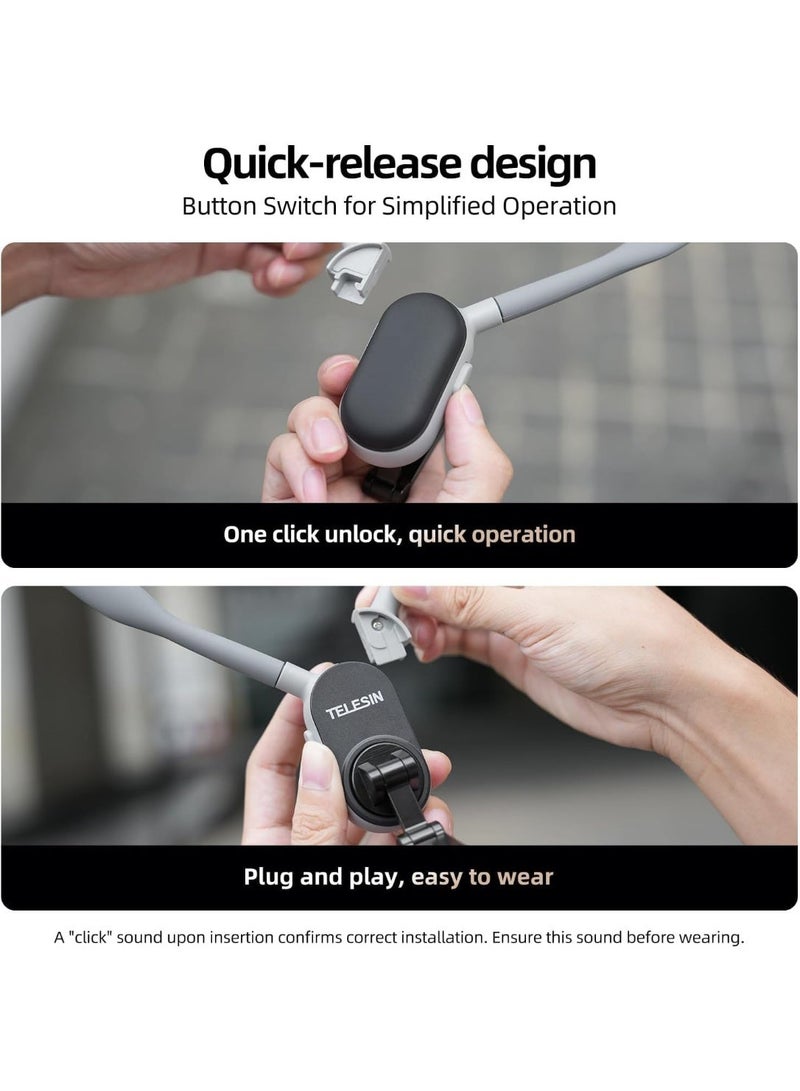 TELESIN Magnetic Neck Mount for Phones, Cell Phone Holder Stand Hanging on Neck POV/Vlog Selfie Hand Free Necklace Phone Strap Video Recording for iPhone 15 14 13 12 Series Android Phones (Grey) - Image 4