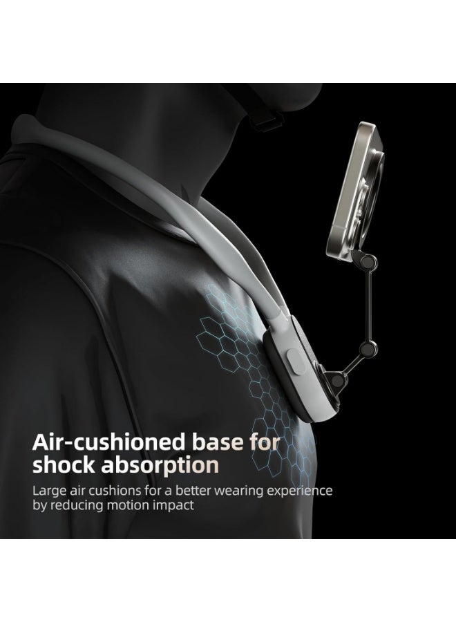 TELESIN Magnetic Neck Mount for Phones, Cell Phone Holder Stand Hanging on Neck POV/Vlog Selfie Hand Free Necklace Phone Strap Video Recording for iPhone 15 14 13 12 Series Android Phones (Grey) - Image 2