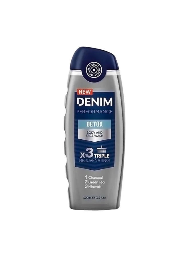 Denim PERFORMANCE DETOX BODY AND FACE WASH X3 REJUVENATING 1 Charcoal 2 Green Tea 3 Minerals 400ml - Image 2