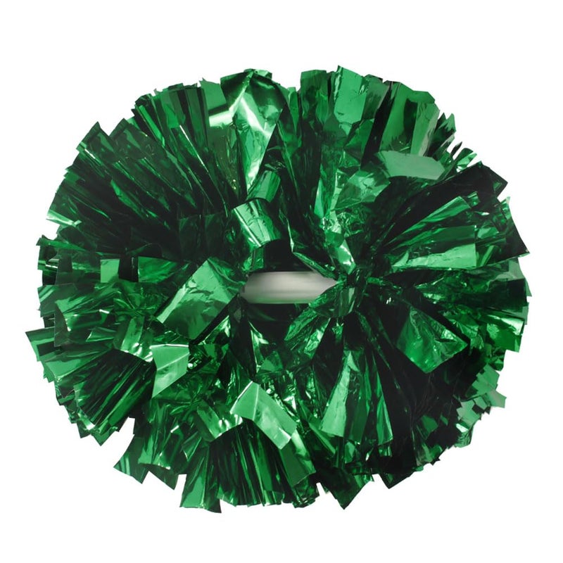 Lovecheer 2PCS Green Pom Poms Cheerleading Metallic Cheer Pompoms with Baton Handle for Sports Team Spirit Basketball Football Halloween Party Cheering - Image 1