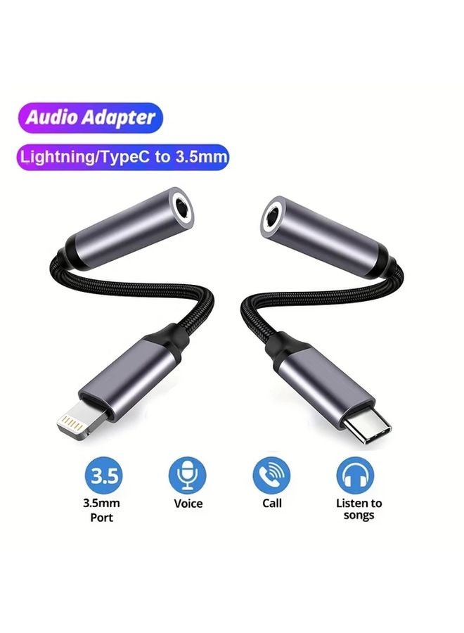 محول صوتي من 3.5 مم إلى USB C و Lightning لأجهزة آيفون وسامسونج وهواوي وشاومي من النوع C - Image 2