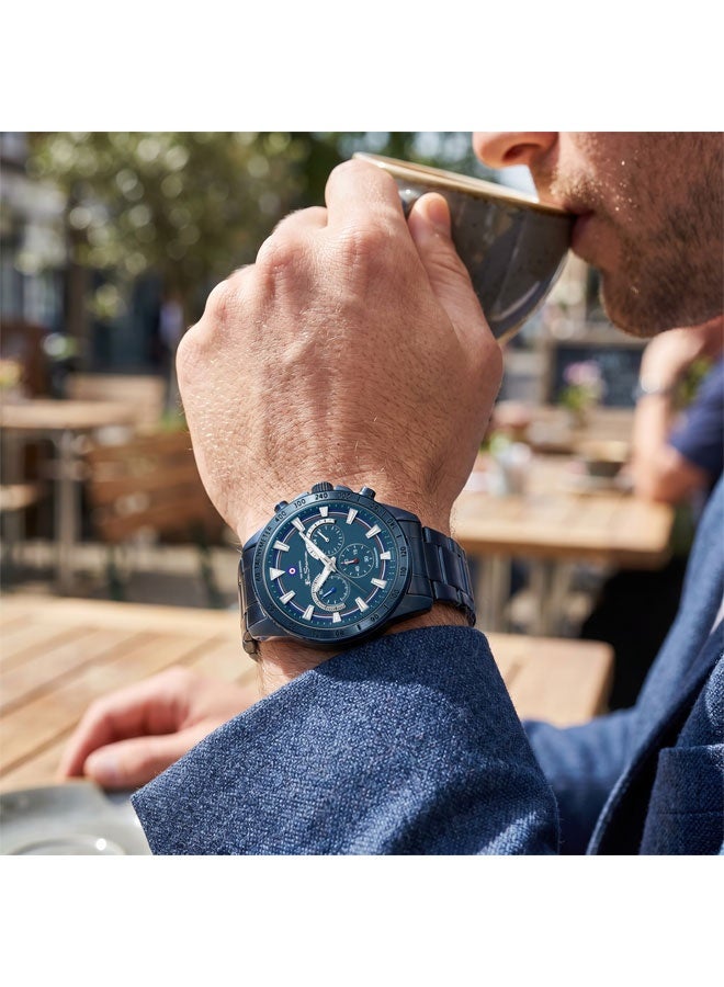 Ben Sherman Liverpool  Blue Dial Blue Stainless Steel Bracelet Chronograph Watch for Men, 44mm - Image 5