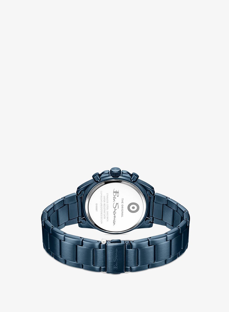 Ben Sherman Liverpool  Blue Dial Blue Stainless Steel Bracelet Chronograph Watch for Men, 44mm - Image 3