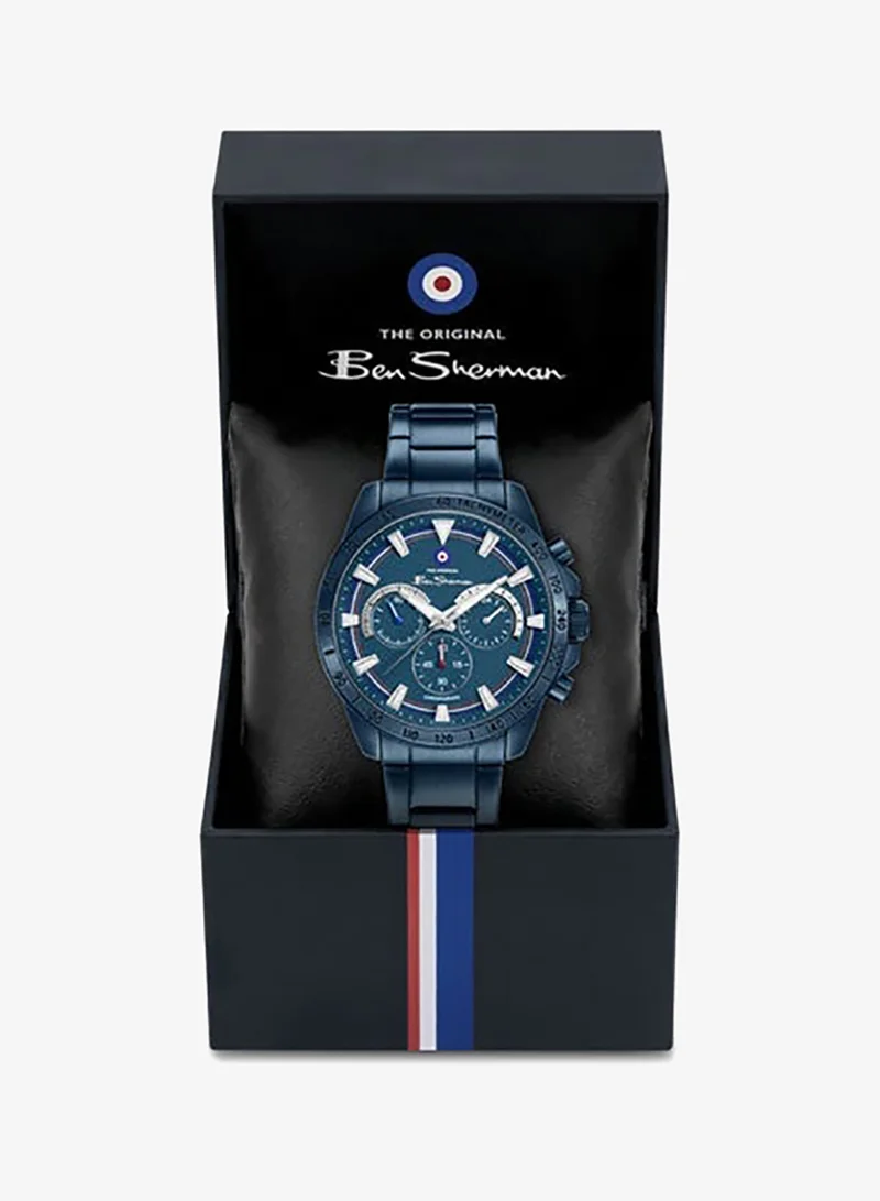 Ben Sherman blue Liverpool  Blue Dial Blue Stainless Steel Bracelet Chronograph Watch for Men, 44mm for Men | Best Price UAE