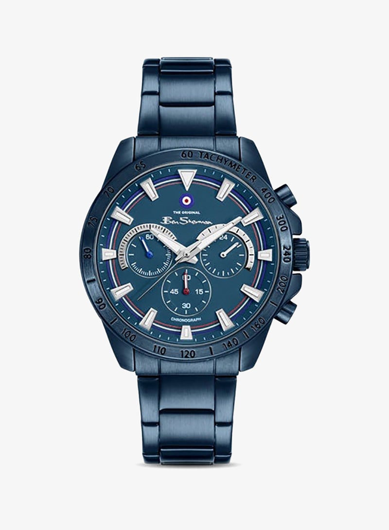 Ben Sherman Liverpool  Blue Dial Blue Stainless Steel Bracelet Chronograph Watch for Men, 44mm - Image 1
