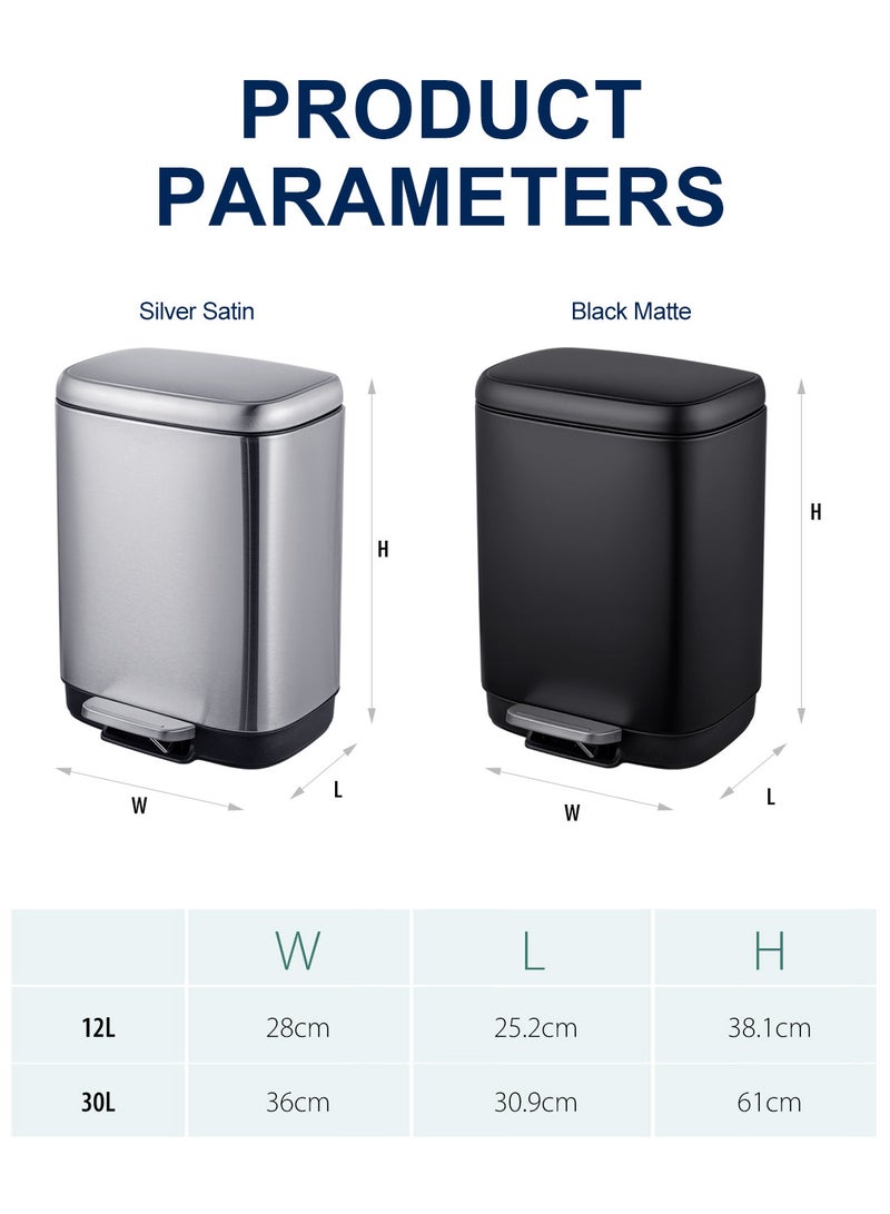ايست من نون سلة مهملات بدواسة سعة 30 لترًا (7.9 جالون) - غطاء ناعم الإغلاق هادئ، خيار بناء متين من المجلفن/الفولاذ المقاوم للصدأ 410، أحجام متعددة - Image 4