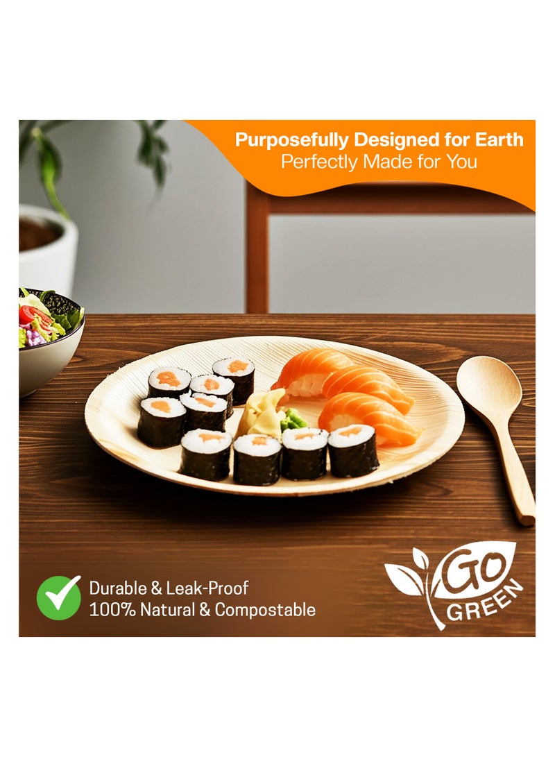 EcoEdge 8 Inch Round Areca Palm Leaf Disposable Plates (Pack of 10) | Non-Toxic, Zero Waste, Eco Friendly, Biodegradable, Compostable | Heat and Freeze Resilient, Long Lasting | 100% Plant Based - Image 4