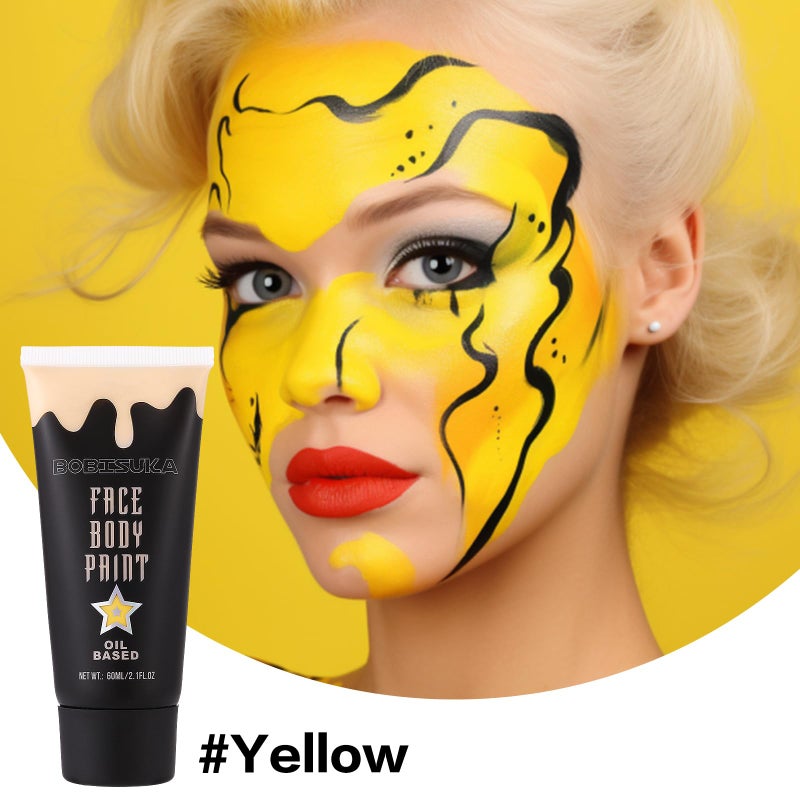BOBISUKA Yellow Face Paint, Professional SFX Body Paint, High Pigmented Face Painting Kit for Halloween Cosplay, Costume, Parties,Stage, Theater, Special Effect Makeupï¼ˆ2.1 Fl.ozï¼‰ - Image 2