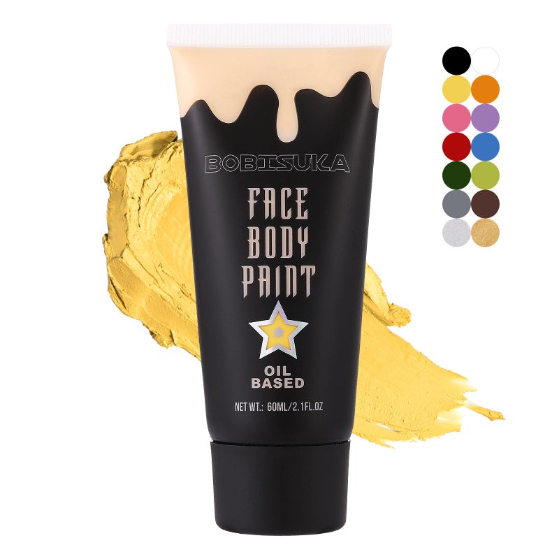 BOBISUKA Yellow Face Paint, Professional SFX Body Paint, High Pigmented Face Painting Kit for Halloween Cosplay, Costume, Parties,Stage, Theater, Special Effect Makeupï¼ˆ2.1 Fl.ozï¼‰ - Image 1