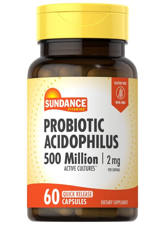 Sundance Probiotic Acidophilus | 500 Million Active Cultures | 60 Quick Release Capsules | Non-GMO, Gluten Free Supplement - Image 1