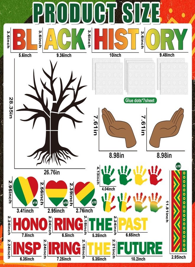 Hedeey 86 Pcs Black History Month Bulletin Board Decorations Black Inspirational Class Cut-Outs Wall Door Decor Heart Tree Cutouts Borders Party Supplies for Diversity African American School Classroom - Image 2