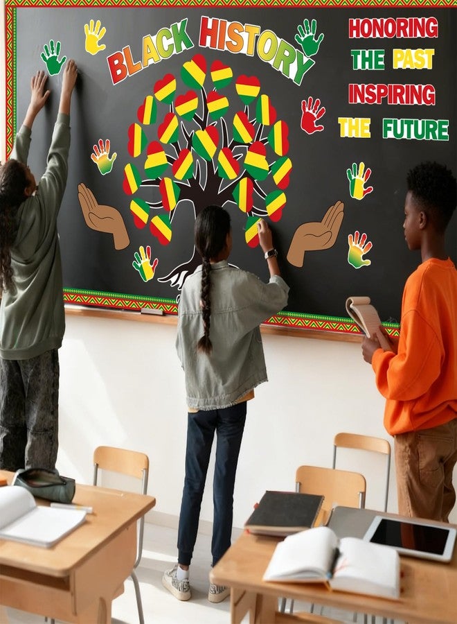 Hedeey 86 Pcs Black History Month Bulletin Board Decorations Black Inspirational Class Cut-Outs Wall Door Decor Heart Tree Cutouts Borders Party Supplies for Diversity African American School Classroom - Image 4