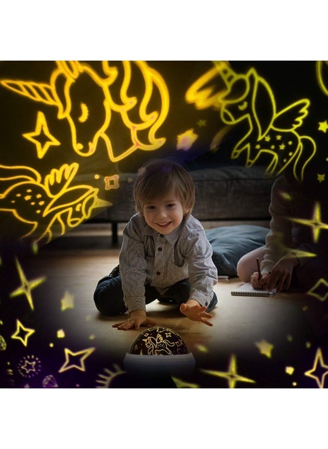 HONGID - Night Light For Kids Unicorn Night Light And Star Projector Gifts For Kids Toddlers Night Light Projector For Baby Unicorn Lamp 16 Colors Rotating Ceiling Unicorn Lights For Girls Bedroom - Image 1