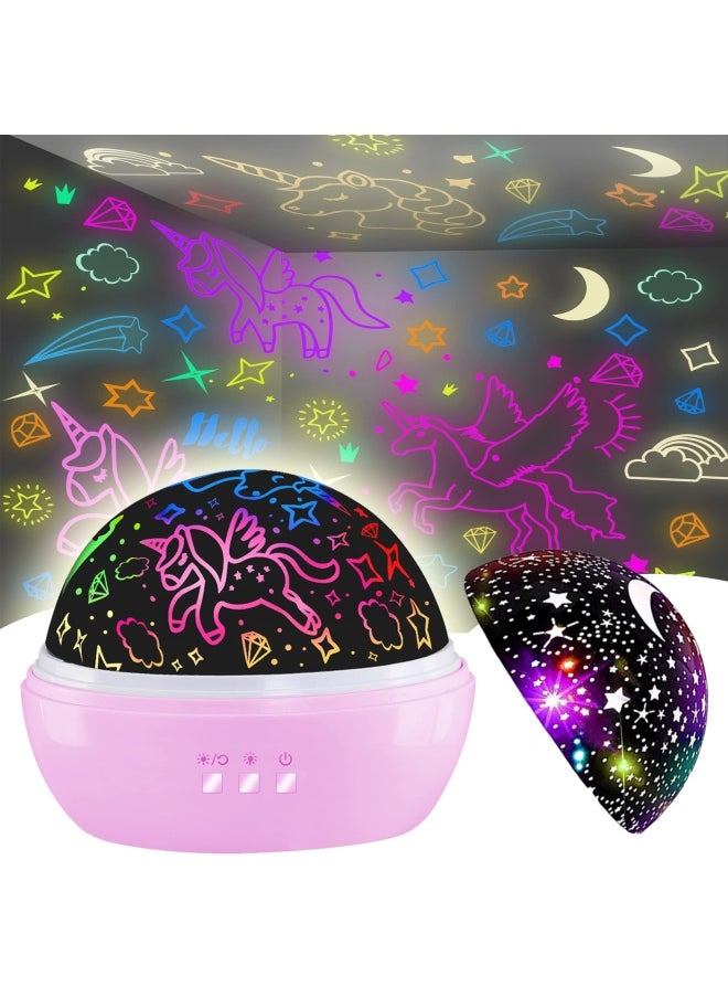 HONGID - Night Light For Kids Unicorn Night Light And Star Projector Gifts For Kids Toddlers Night Light Projector For Baby Unicorn Lamp 16 Colors Rotating Ceiling Unicorn Lights For Girls Bedroom - Image 1