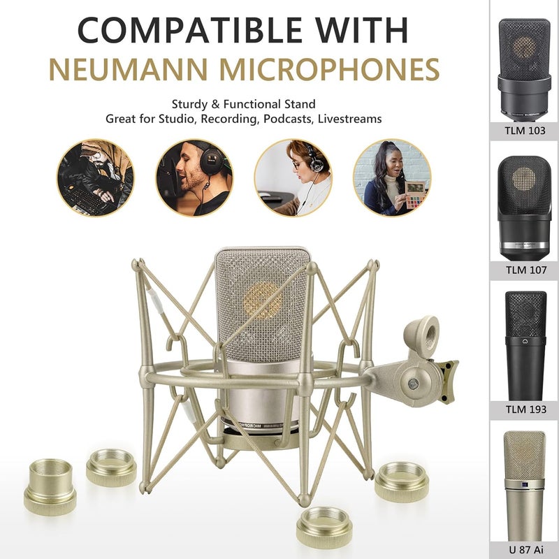 Geekria حامل ميكروفون مضاد للاهتزاز متوافق مع Neumann TLM 103 و TLM 102 و U 87 Ai و TLM 67 ميكروفون - Image 4