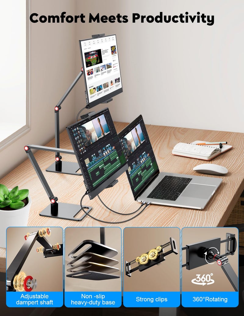HONGO Portable Monitor with Stand 15.6â€-Laptop Screen Extender 1080P FHD for USB C hdmi Portable Screen Display Vesa Compatible for Windows Mac/Android/Switch/PS5 - Image 3