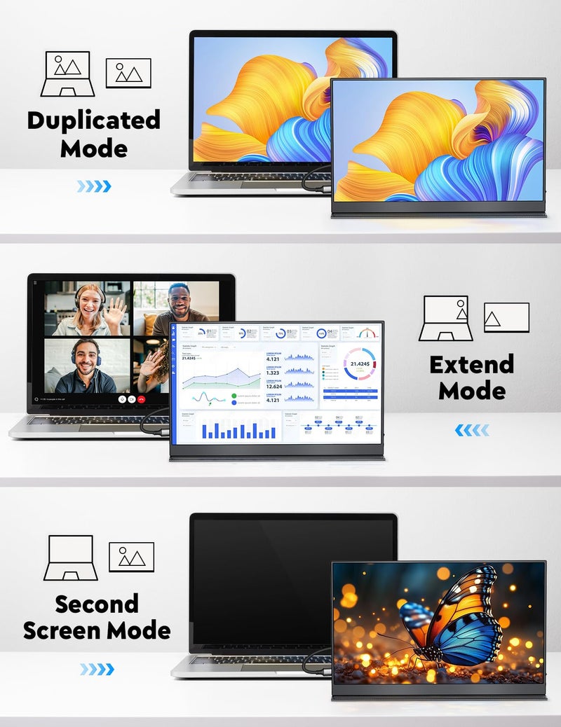 HONGO Portable Monitor with Stand 15.6â€-Laptop Screen Extender 1080P FHD for USB C hdmi Portable Screen Display Vesa Compatible for Windows Mac/Android/Switch/PS5 - Image 5