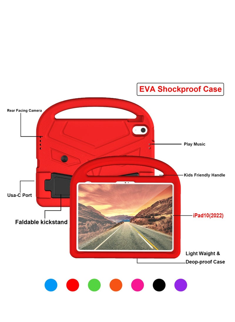 GULFLINK Lightweight Kids Friendly Shockproof Handle Stand Cover Case for ipad 10th 10.9 inch 2022（A2757/A2777）Red  - Image 4
